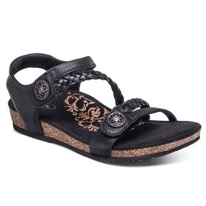 Aetrex Jillian Braided Quarter Strap Sandal Size 7 A18